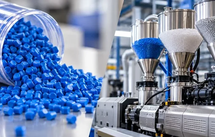 Composto plástico e formulação em linha no processo industrial