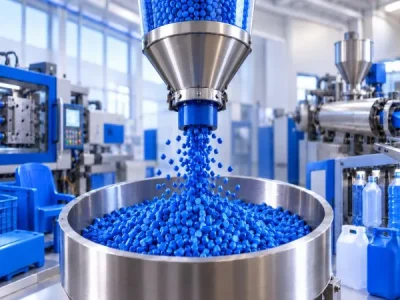 Masterbatch azul para tingimento de plástico em processo industrial